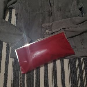 Vintage Hobo Leather Clutch, Cherry Red